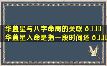 华盖星与八字命局的关联 🐛 （华盖星入命是指一段时间还 🐞 是一生）